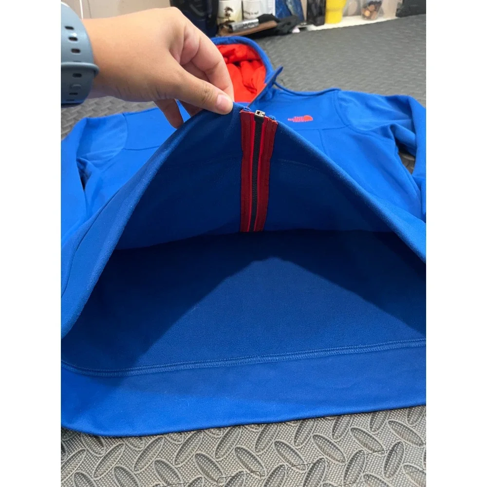 The North Face Full Zip Hoodie Mens M Blue Orange Sweatshirt Hooded Jacket